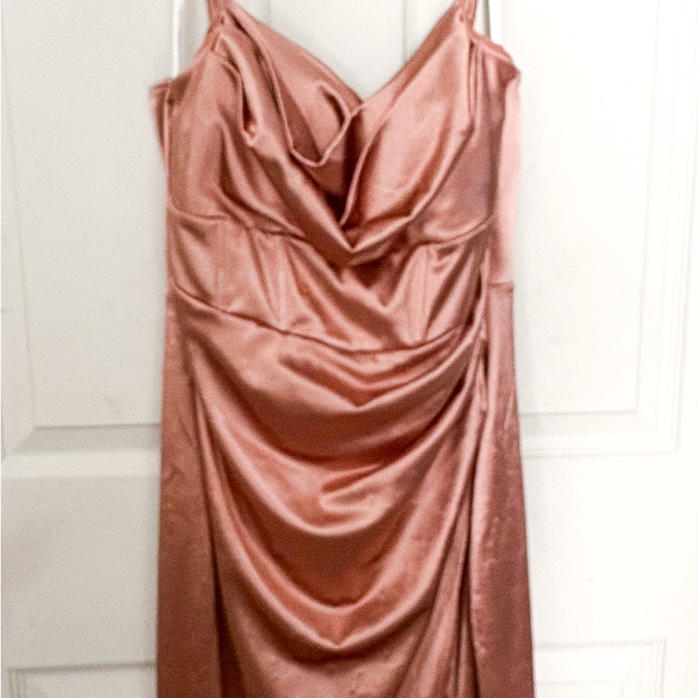 Windsor Satin Midi Dress in Copper